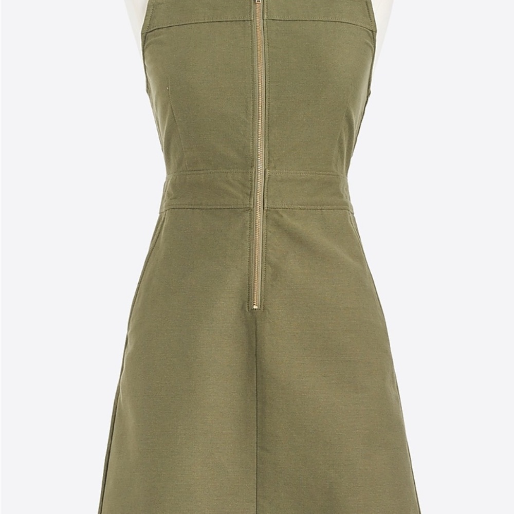 J. Crew Olive Green Mini Dress with Front Zip